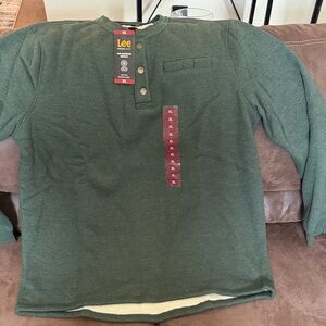 Lee Forest Green Buttoned Henley Top